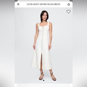 GAP White Maxi Dress with Zipper Front